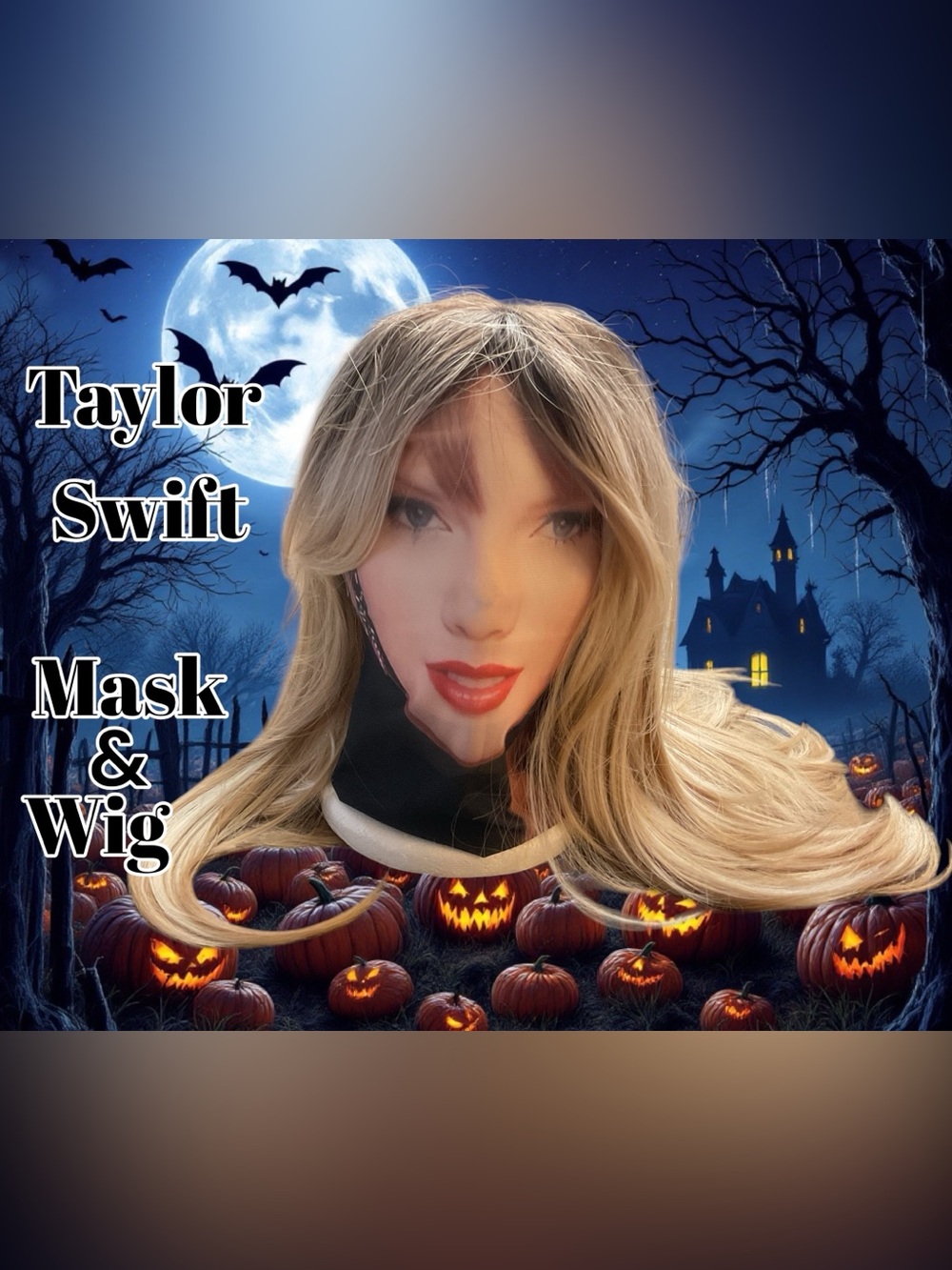 Taylor Swift Blonde Long Wig with Face Mask